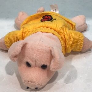 Vintage 1996 GANZ Abby Pig Plush with Yellow Sweater